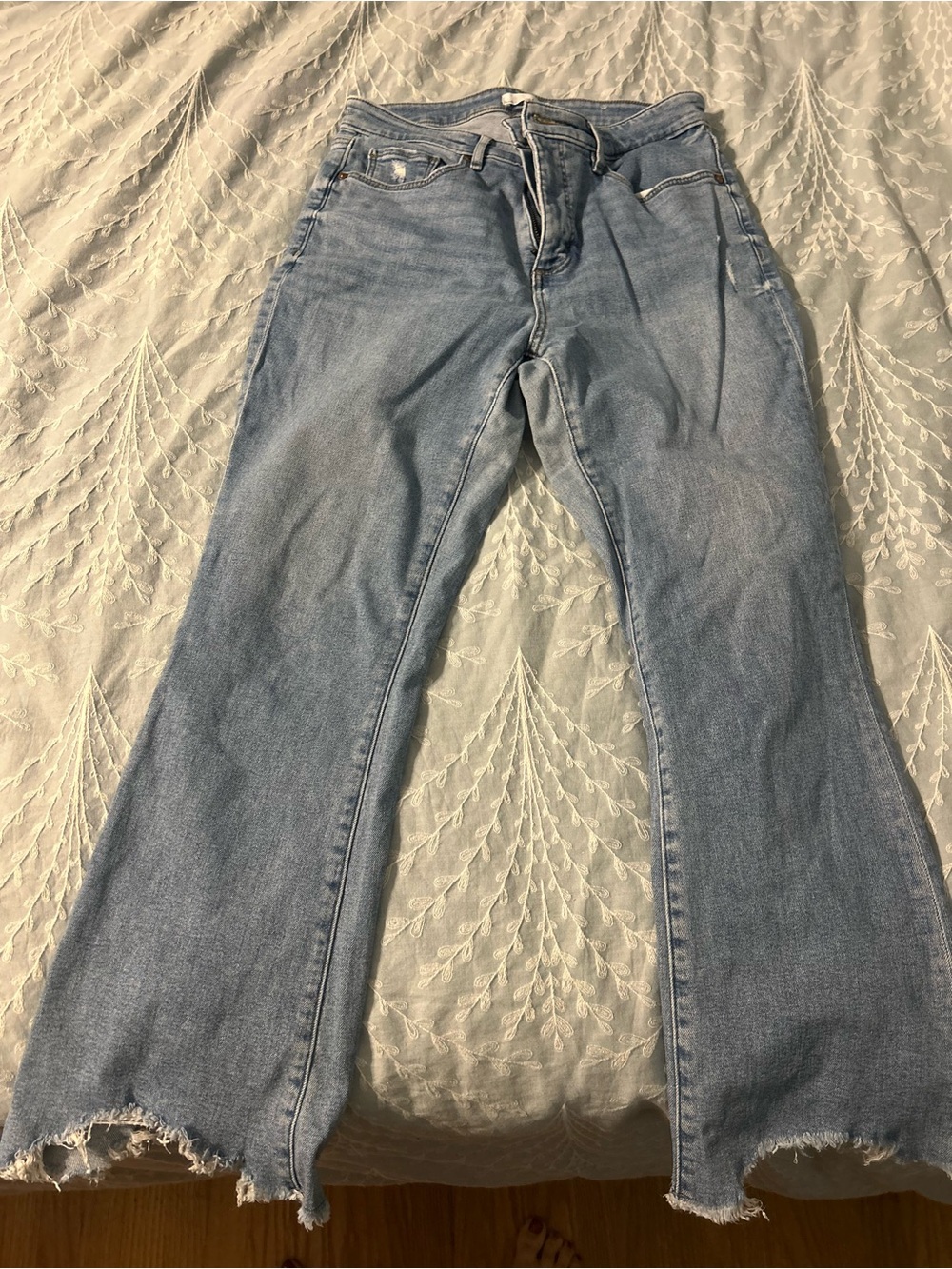 LOFT Light Blue Women's Jeans - high rise curvy flair crop